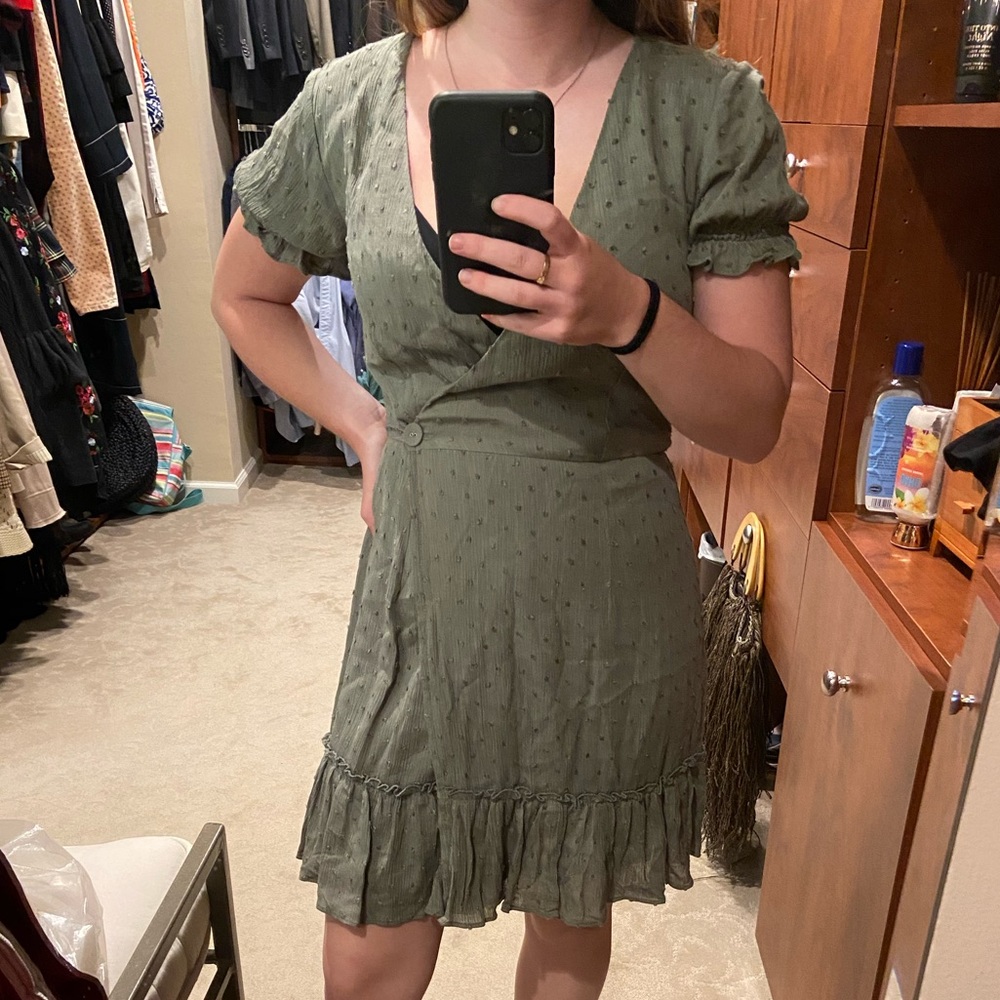 Green Wrap Dress - Picture 2 of 2